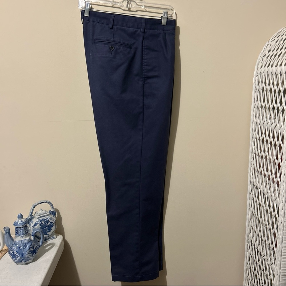 Vintage Lands End Pants Men’s 35 Blue Cotton Chinos Business Casual Office